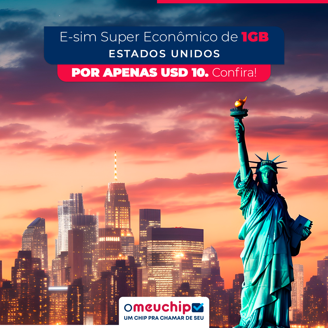 e-SIM DADOS EUA CONTROLE + SEGURO VIAGEM GRÁTIS