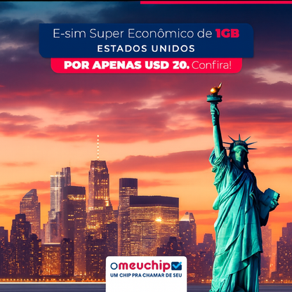 e-SIM DADOS SUPER ECONÔMICO + SEGURO VIAGEM GRÁTIS