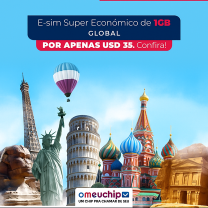 e-SIM DADOS SUPER ECONÔMICO + SEGURO VIAGEM GRÁTIS