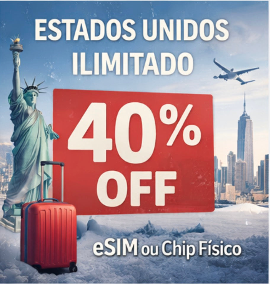 Estados Unidos 30 dias Ilimitado + Seguro Viagem GRÁTIS