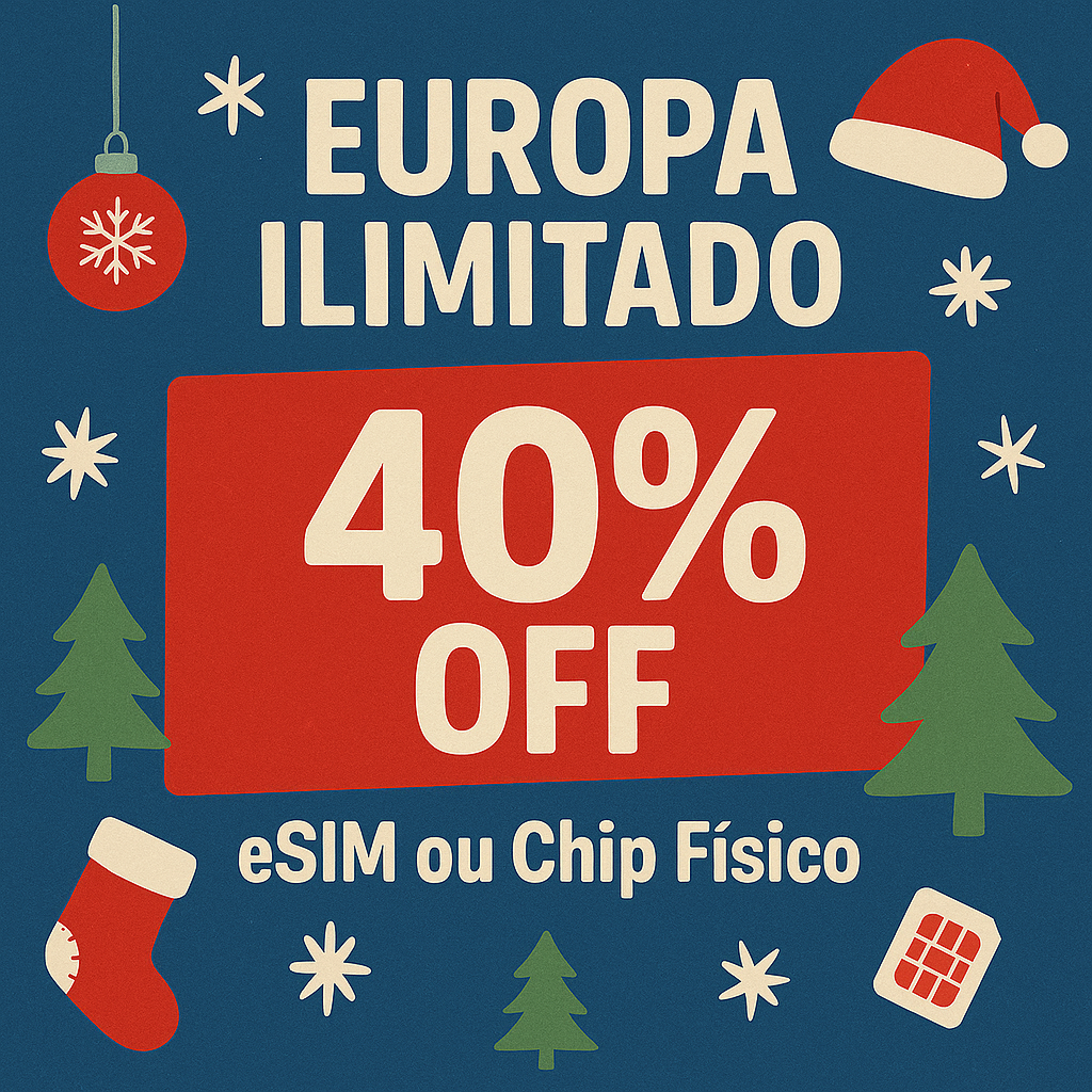 EUROPA 30 dias Ilimitado + Seguro Viagem GRÁTIS