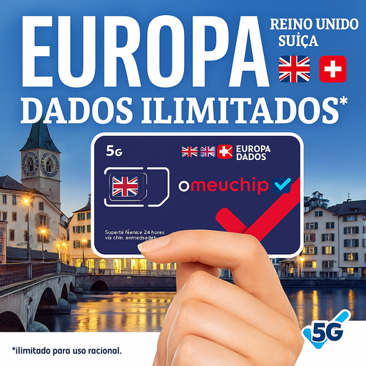 Europa Dados 5G + SEGURO VIAGEM GRÁTIS
