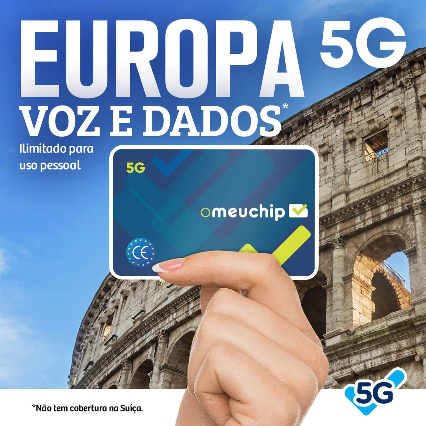 Banner Omeuchip EUROPA 5G Controle ,Voz e dados ,torre Eiffel ao fundo 